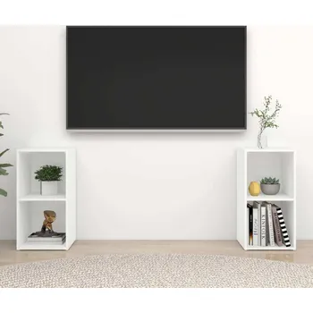 Obývací stěna vidaXL TV skříňky 2 ks 72 x 35 x 36,5 cm dřevotříska [3079901] Barva: Bílá