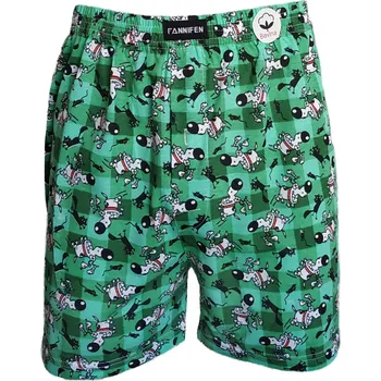 Trenýrky FANNIFEN Veselé pánské volné trenky HF-021K Barva: Zelená, Velikost: XL