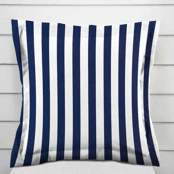 Povlak na dekorativní polštářek Bavlněný povlak na polštář s lemem Sandra SA-619 Modro-bílé námořnické pruhy 30 x 50 cm