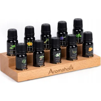 Dárek 10 přírodních esenciálních olejů + elegantní dřevěný stojan