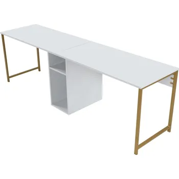 Psací stůl Psací stůl NALVER, bílá/zlatá + vyzvednutí ZDARMA