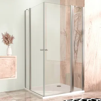 WellMall Sprchová zástěna 100x90, obdélníková, čirá, chrom (75+30/75+20) - ALFA LINE DUE, skladem