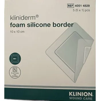 Krytí na ránu Klinion Kliniderm pěnový silikonový obvaz s okraji 10 x 10 cm 5 ks