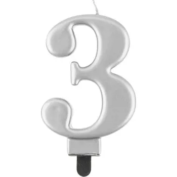 Dortová svíčka MZ Svíčka na dort metalická 3 - druhy barev Barva: Stříbrná