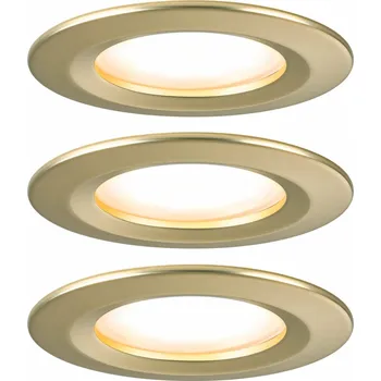 Koupelnové svítidlo PAULMANN LED vestavné svítidlo Nova Coin základní sada nevýklopné IP44 kruhové 78mm Coin 3x6W 230V 2700K zlatá mat