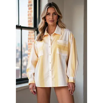 Dámská košile Světle žlutá dámská košile s jemným pruhovaným vzorem M1144 Yellow Velikost: S/M