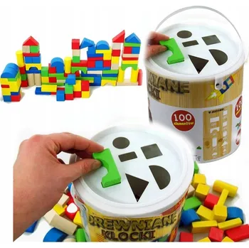 ostatní stavebnice DŘEVĚNÉ STAVEBNICE 100 KS TŘÍDIČ V KYBLÍKU