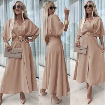 Dámské šaty Dlouhé elegantní šaty béžové Velikost: UNI: XS - L