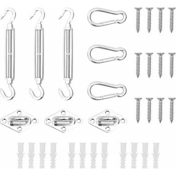 Stínicí technika vidaXL 9dílná sada příslušenství pro stínící plachtu nerezová ocel [310246]
