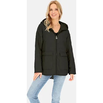 Dámská cargo bunda Černá dámská lehká prošívaná bunda s kapucí BLE 251046 F - Black Velikost: XL