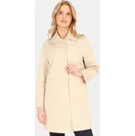 Světle béžový dámský jednořadý kabát s límečkem BLE 252535 F - Light beige Velikost: L