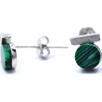 Náušnice Malachit náušnice Sana - Rhodiování