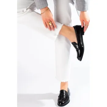 Dámské mokasíny ČERNÉ LAKOVANÉ ELEGANTNÍ MOKASÍNY 210016B Velikost: 36