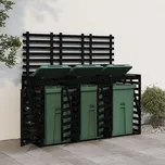 vidaXL Úložný box na tři popelnice černý masivní borové dřevo