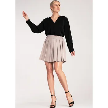 Dámská sukně Béžová dámská plisovaná mini sukně M1159 Beige Velikost: S/M