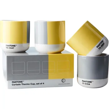 Copenhagen Design, Termo hrnky Pantone 190 ml šedo-žluté 4 ks - Formadore