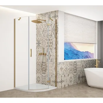 TRINITY GOLD MATT čtvrtkruhový sprchový kout 900x900mm, čiré sklo, pravé