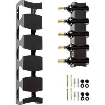 Stojan na víno Stojan na víno kovový černý, 5 lahví