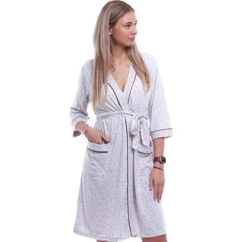 Dámský župan Šedý a hnědě hvězdičkový lehký dámský župan 1G0648 hnědá xxl