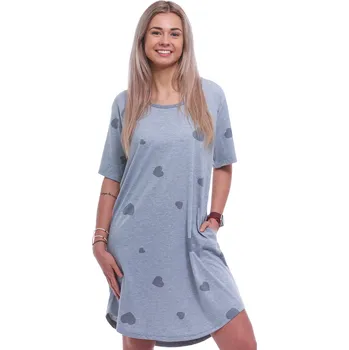 Dámská noční košile Šedá srdíčková noční košilka s krátkými rukávy pro ženy či dívky 1XL-4XL 1C3960 šedá 1xl