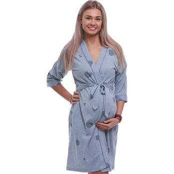 Dámský župan Šedý srdíčkový lehký župan do porodnice na kojení 1G0674 šedá xxl