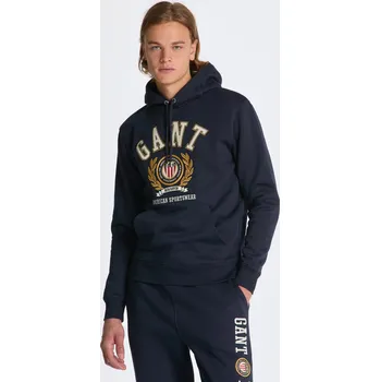 Pánská mikina MIKINA GANT CREST SWEAT HOODIE EVENING BLUE