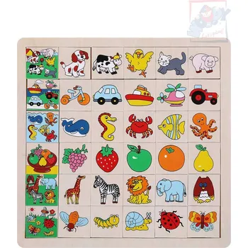 Dřevěná hračka OLYMPTOY WOODY Přilož kam co patří velké 6x6 | 528203