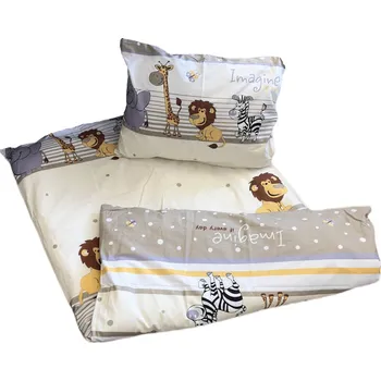 Povlečení Dětské bavlněné povlečení - Zvířátka Zoo krémová