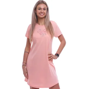 Dámské noční prádlo Meruňková noční košilka s krátkými rukávy pro ženy či dívky s motýlkem 1C3895 oranžová m