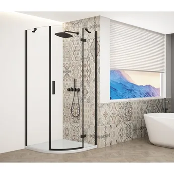 TRINITY BLACK čtvrtkruhový sprchový kout 900x900mm, čiré sklo, pravé