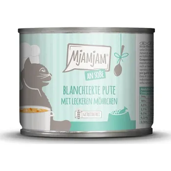 Krmivo pro kočku MjAMjAM blanšírované krůtí maso s mrkví v omáčce 24 × 185 g