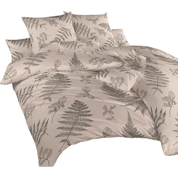 Bytový textil DADKA VRACOV Kapradí šedofialové 140 x 200, 70 x 90 cm zipový uzávěr