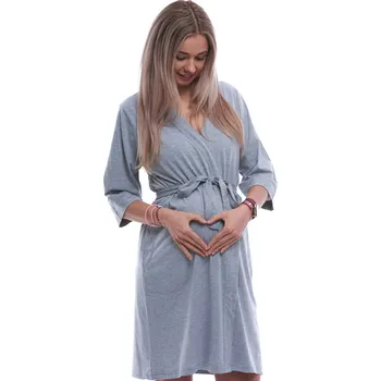 Dámský župan lehký župan do porodnice na kojení 1G0669 šedá 2xl