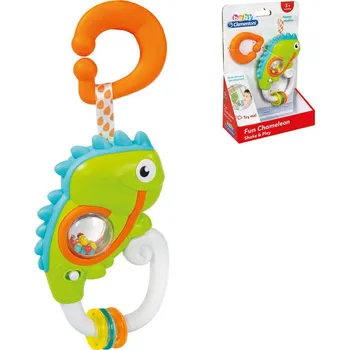 CLEMENTONI Baby chrastítko chameleon s úchytem na baterie pro miminko Zvuk | 323355