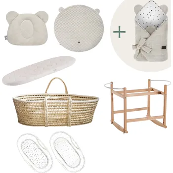 košík pro miminko Sleepee Sada Royal Baby s košíkem a matrací Basic písková + zavinovačka zdarma