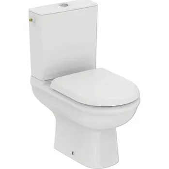 Klozet Ideal STANDARD kombinované WC bez splachovacího kruhu Exacto bílé se splachovací nádržkou a WC sedátkem bílé R006901