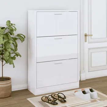 Botník vidaXL Botník bílý s vysokým leskem 63x24x103 cm kompozitní dřevo