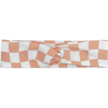 Čelenka Dětská překřížená čelenka kostičkovaná oranžovo-bílá 7m-5r