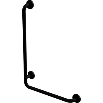 Madlo do koupelny Bemeta HELP: Nástěnné opěrné držadlo levé 890 mm, černé, s krytkou 301112040