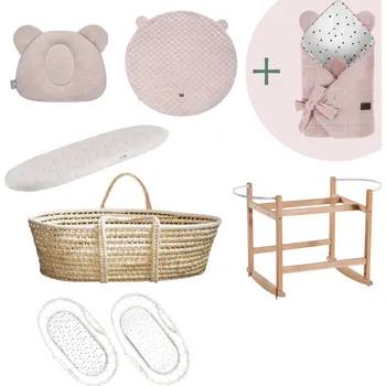 košík pro miminko Sleepee Sada Royal Baby s košíkem a matrací Basic růžová + zavinovačka zdarma