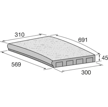 Venkovní dlažba Lem bazénový oblouk R1,45 Presbeton VERTO reliéfní šedá 310×691×45 mm