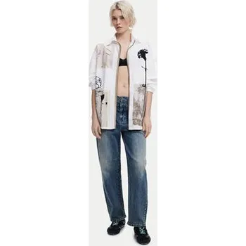 Desigual Košile Recortes 25SWCW23 Bílá Relaxed Fit L_XL