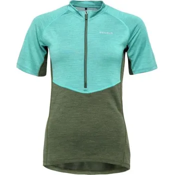 Dámské cyklistické triko Devold STANDAL MERINO TEE ZIP NECK XS Tyrkysová, Khaki