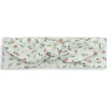 Čelenka Čelenka s mašlí dětská z mušelínu bílá s květinami 0-1r