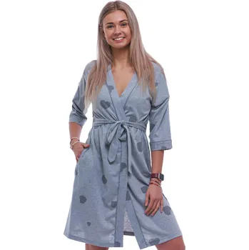 Dámský župan Šedý srdíčkový lehký dámský župan 1G0674 šedá xl