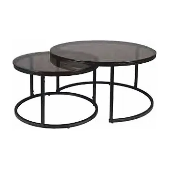 Konferenční stolek Konferenční stolky FAIR 2ks černá/kouř.sklo