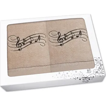 Ručník Luxusní dárková sada ručník + osuška béžová Noty