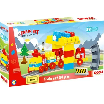 Vláček a vláčkodráha DOLU Baby souprava barevná vlaková 58 dílků vláček s čísly pro miminko | 30887