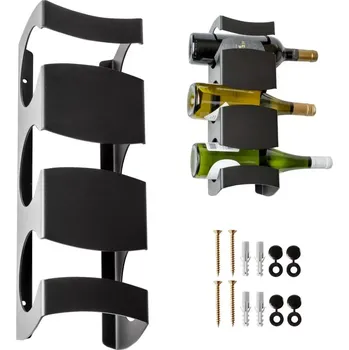 Stojan na víno Stojan na víno kovový černý, 3 lahve