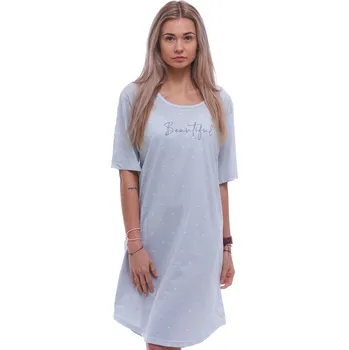 Dámská noční košile Šedá jemně pruhovaná noční košilka s krátkými rukávy pro ženy či dívky Beautiful 1XL-4XL 1C3973 šedá 1xl
